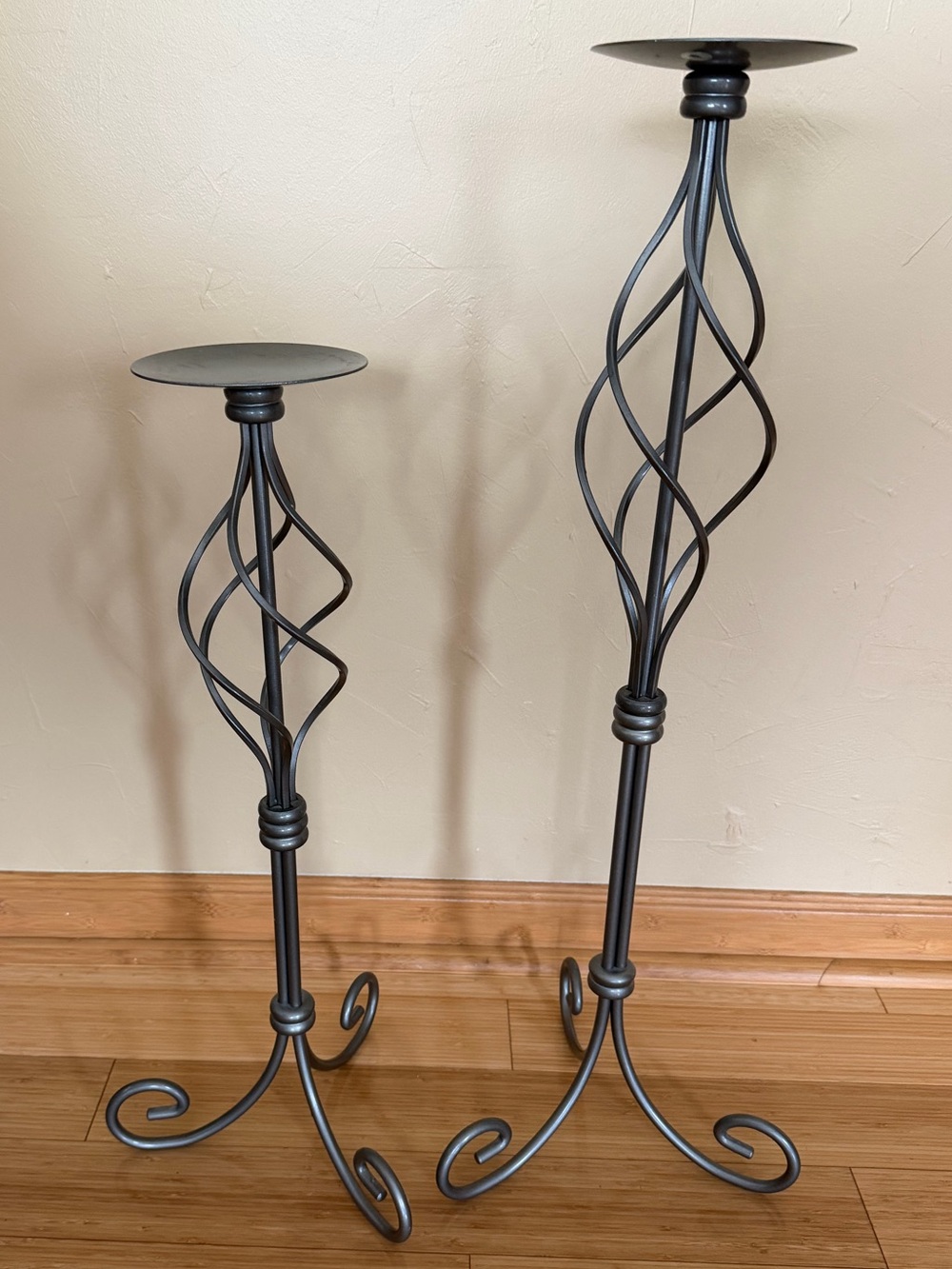Partylite Spiral Tall Candle Holders - Silver - Set of 2 - Vintage
